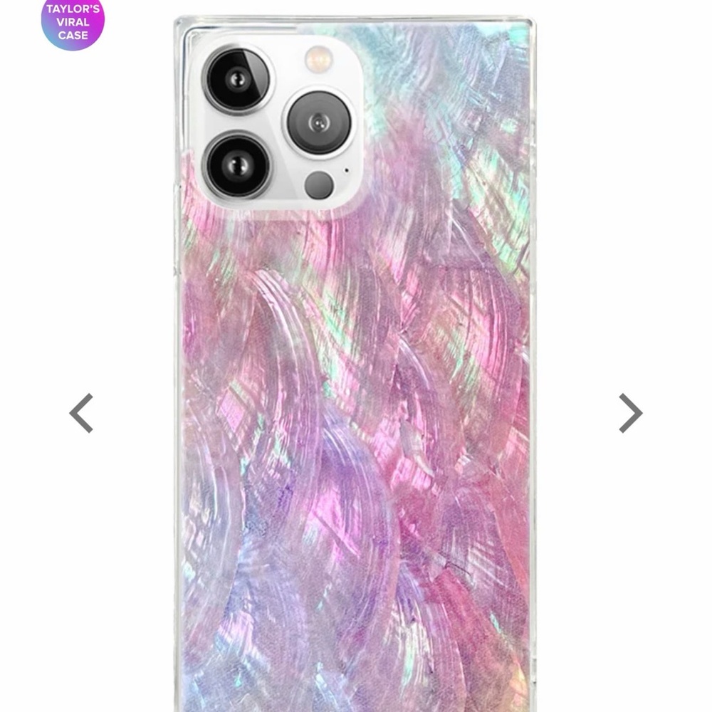 Flaunt SQUARE® Pink Mother of Pearl iPhone 15 Pro Max Case - Picture 3 of 7